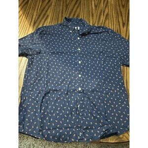 John Bartlett Consensus Men's M Blue Pineapple Hawaiian Cotton Short Sleeve